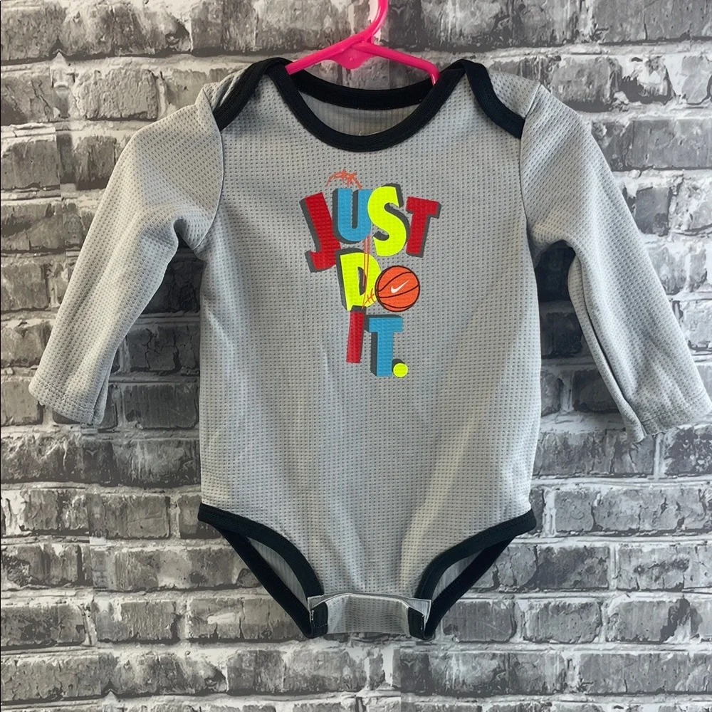 Nike Kids Gray onesie with Colorful Print